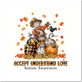 Accept Understand Love Autism Awareness Autumn Sped Teacher Posters and Art
